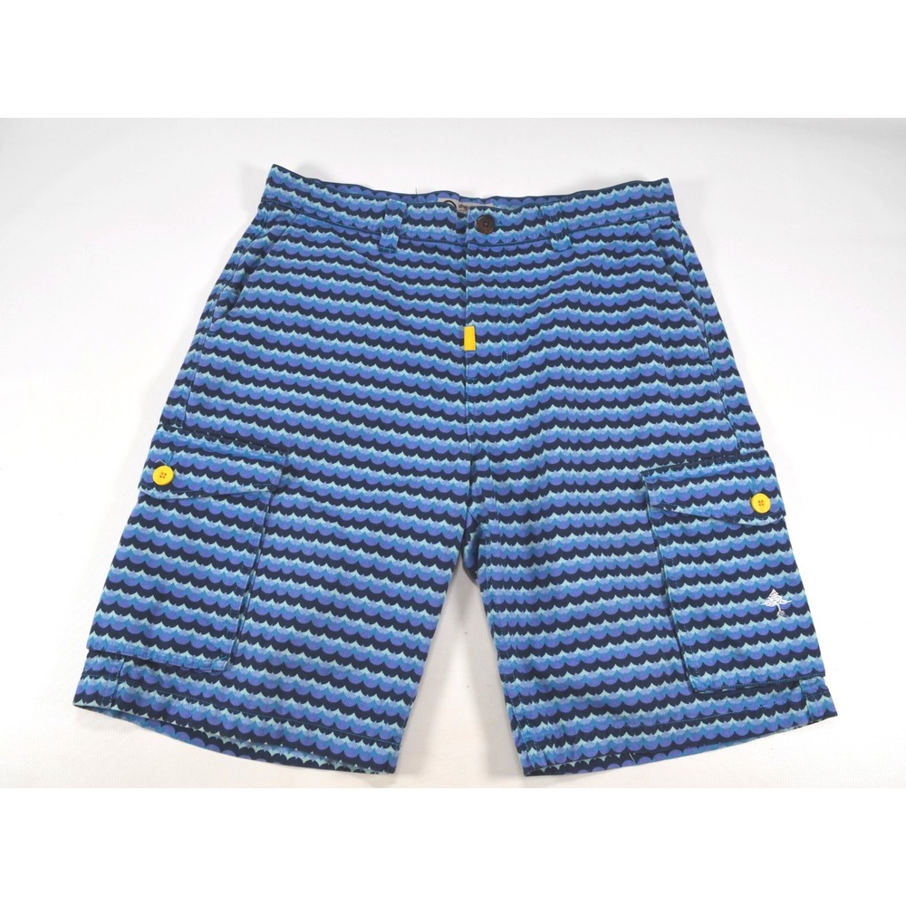 LRGeans LR geans Cargo Shorts Men's 36 Denim Blue & Green Waves Print